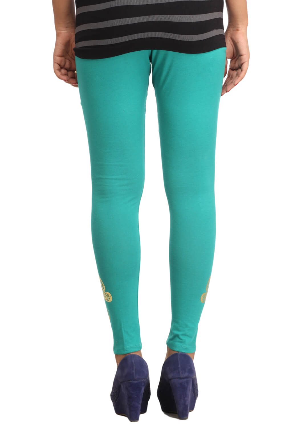 Light Green Gold Placement Print Cotton Legging – Zubix : Clothing